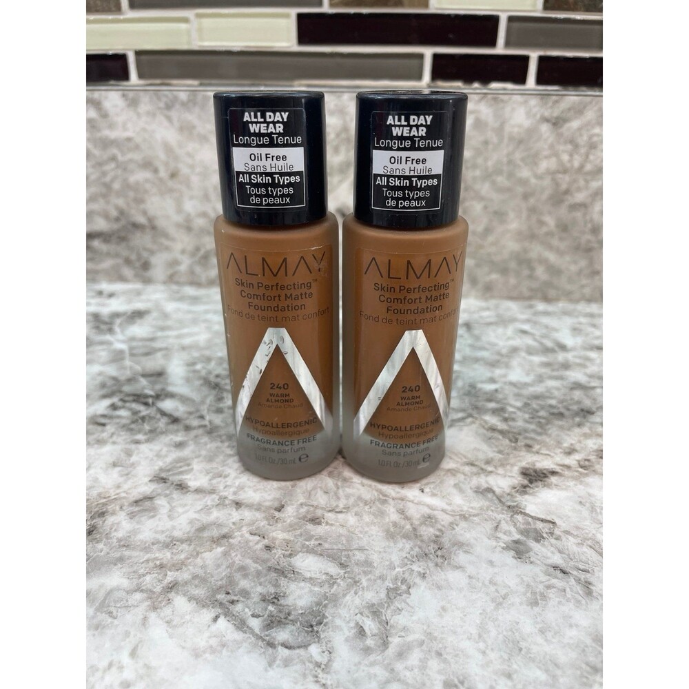2x Almay Skin Perfecting Comfort Matte Foundation Warm Almond #240 Face Makeup